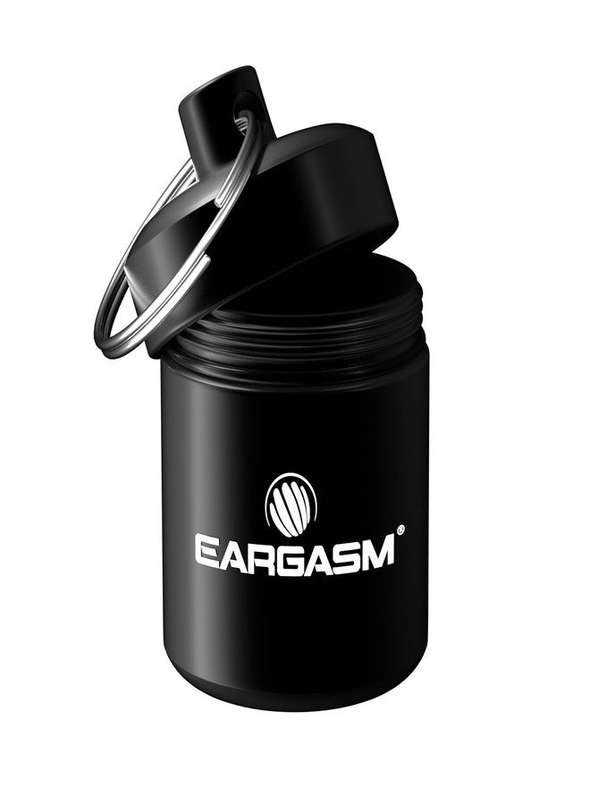Eargasm Keychain Earplug Travel Carrying Case - Convenient Metal Waterproof Keychain Container Perfect for Traveling with Ear-Plugs, Pills, Medicine and Small Items On-The-Go - Black, 1.06 in x 1.6 in - Image 1